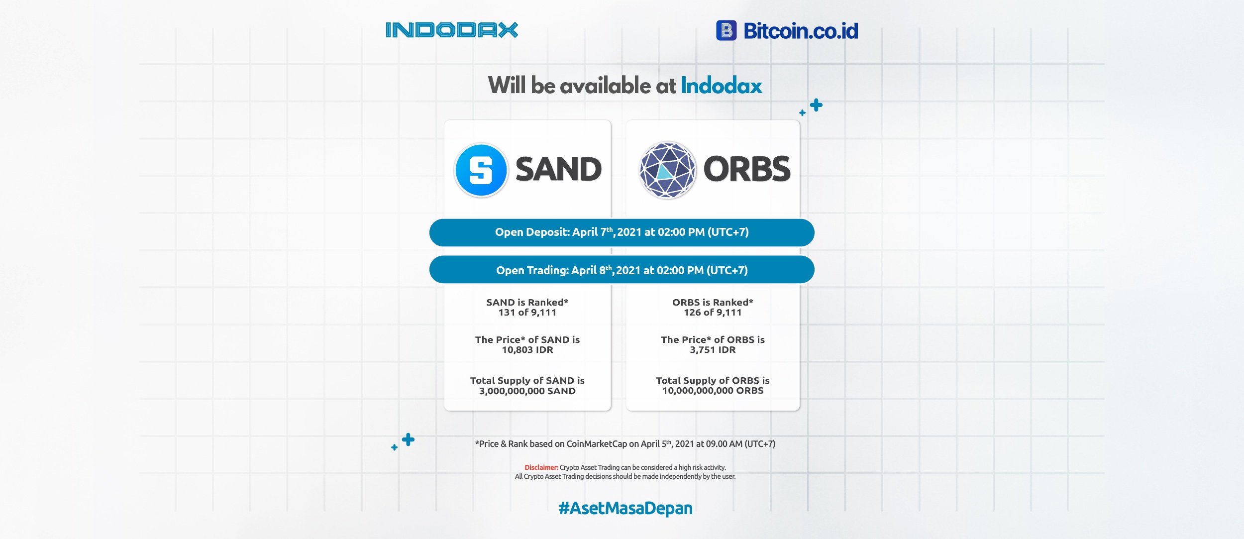 The Sandbox (SAND) & Orbs (ORBS) Listing on Indodax