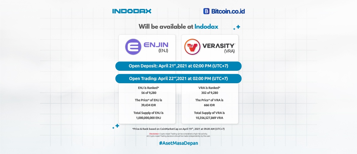 ENJ & VRA Listing on Indodax
