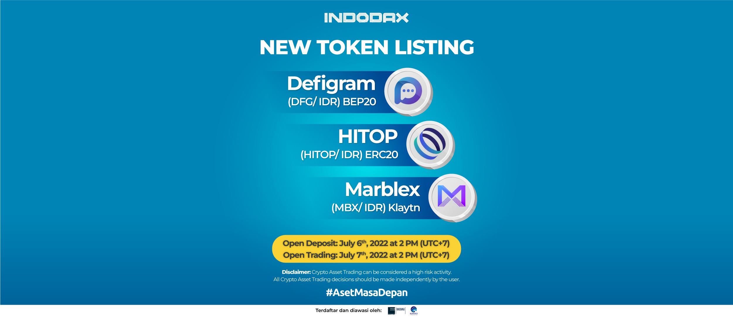 DFG, HITOP & MBX Listing on Indodax