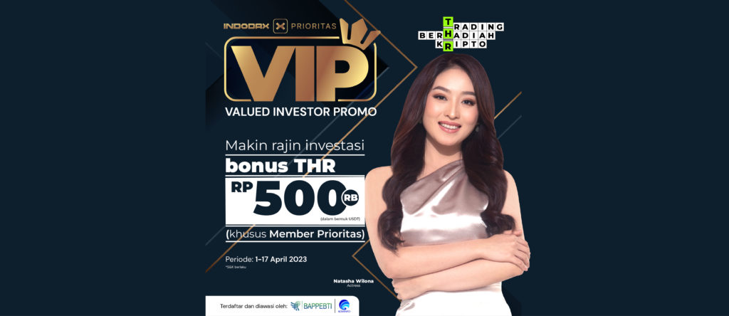 Terus tingkatkan transaksi trading kamu di INDODAX dan Anda mendapatkan kesempatan untuk meraih cashback spesial THR dari INDODAX senilai Rp500.000 dalam bentuk USDT.