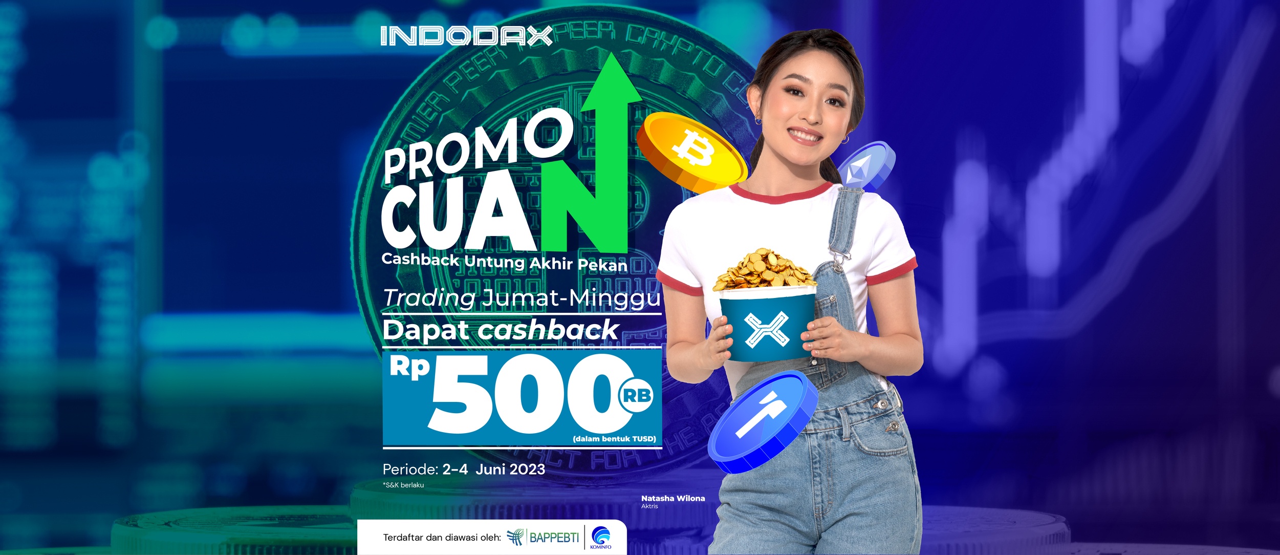 Having Extra profits during the weekend? Just trade as much as possible on INDODAX! Grab the chance to receive a cashback from INDODAX worth Rp500,000 in the form of TUSD  by doing as much trade as possible during this weekend within the Promo Cashback Untung Akhir Pekan period.