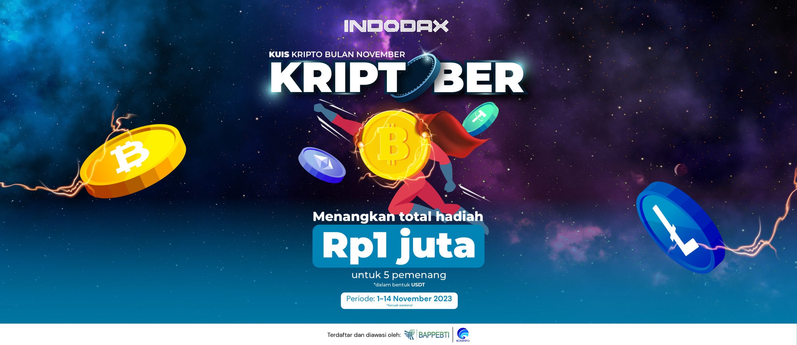 Ikutan kuis KRIPTOBER V2 (Kuis Kripto November) bersama Tim Community INDODAX di Telegram (@indodaxroom) sekarang juga!