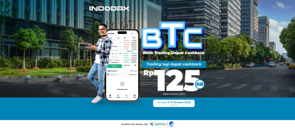 Kabar baik untuk kamu yang kembali trading di INDODAX. Kamu bisa mendapatkan Cashback USDT senilai Rp125.000,-! Caranya sangat mudah lho, cukup lakukan pembelian aset apapun dalam pairing IDR (kecuali stable coin) dengan nilai minimum Rp1.000.000,- selama periode promo berlangsung.