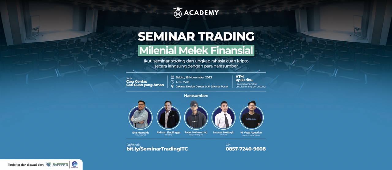 In collaborate with Indonesia Trader Community, Indodax mengajak Kamu bergabung dalam seminar Trading untuk mengungkap rahasia Cuan trading di pasar saham, forex dan crypto secara aman tentunya!