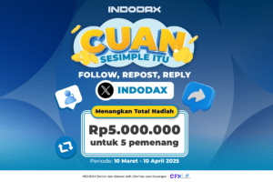 Mau menangin total hadiah Rp5.000.000? 🤩 Tinggal follow X @indodax, repost, dan reply “done” di postingan "Cuan Sesimple Itu"...